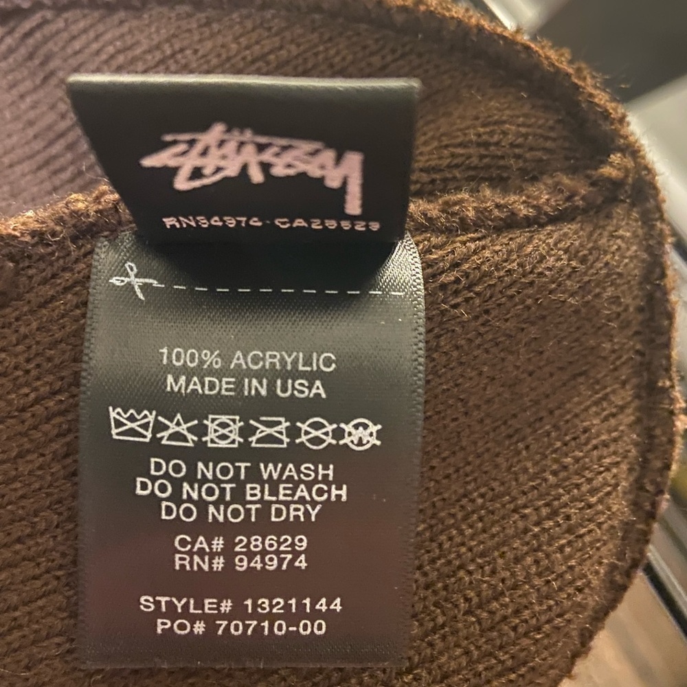Stüssy Stock/Big Stock Cuff Beanie Brown Logo Y2K Streetwear Skater Unisex USA - Picture 6 of 6